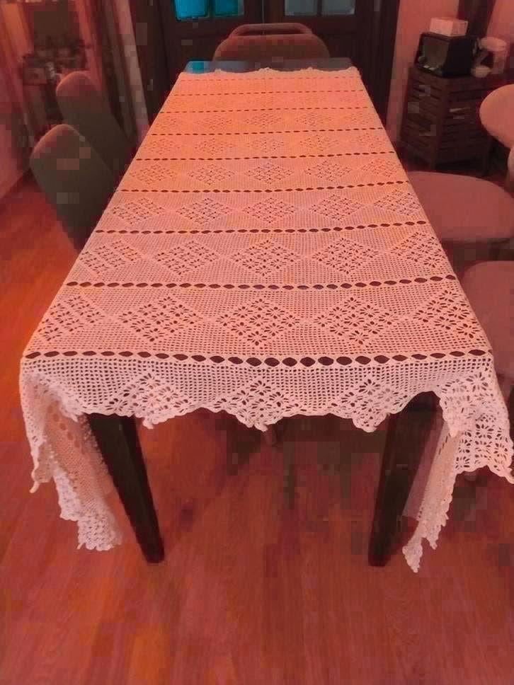 Oud gehaakt tafelkleed, Ophalen of Verzenden