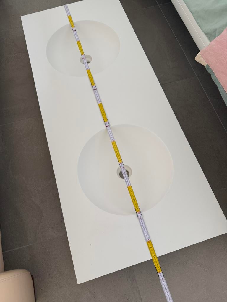 Wastafeltablet solid surface+crepines, Huis en Inrichting, Badkamer | Badkamermeubels, Ophalen, 100 tot 150 cm, Nieuw, Wasbak of Wastafel