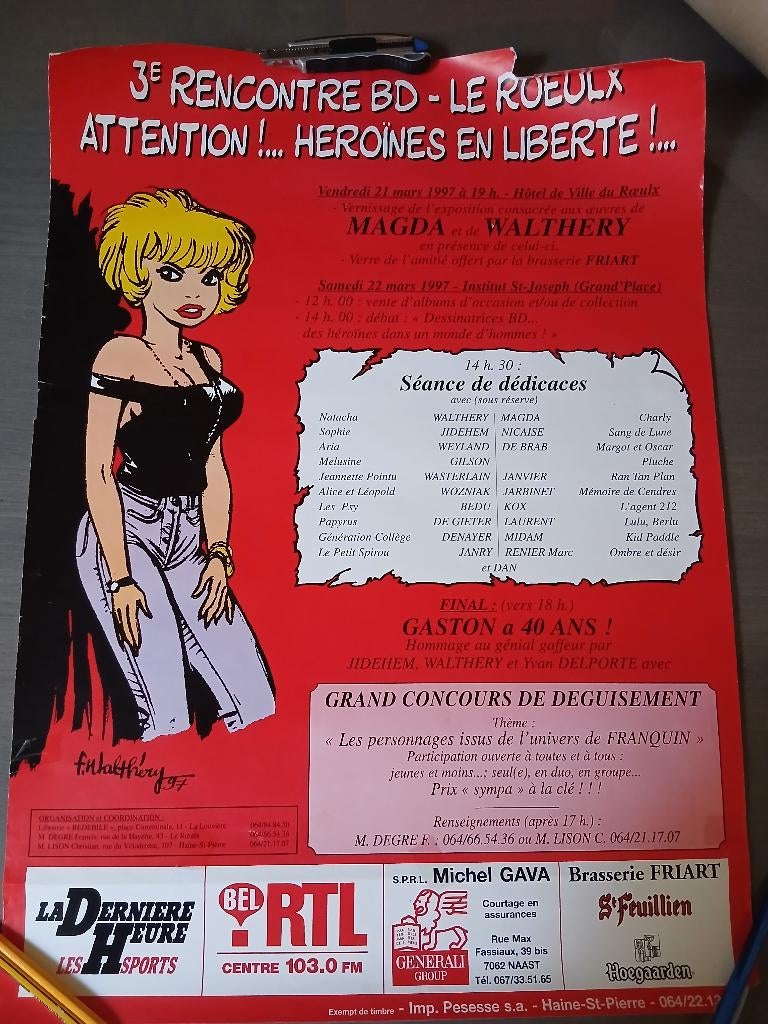 Affiche Natacha Walthéry festival bd du Roeulx, Enlèvement ou Envoi, Autres personnages, Utilisé, Image, Affiche ou Autocollant