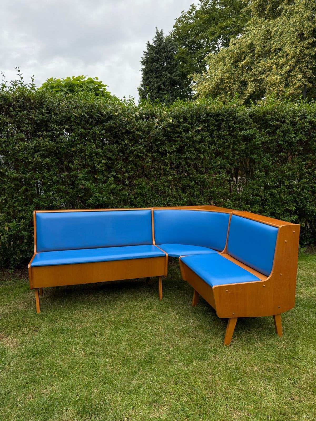 Vintage hoekbank, Huis en Inrichting, Zetels | Zetels en Chaises Longues, Ophalen, Gebruikt, Hout