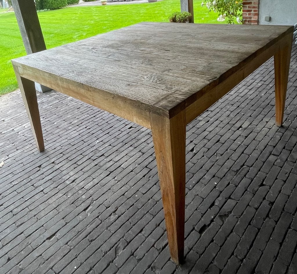 Teakhouten vierkante tafel, Teck, 100 à 150 cm, Cinq personnes ou plus, Carré