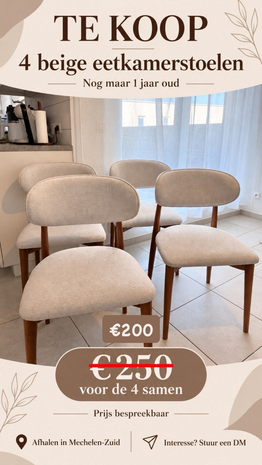 4 eetstoelen, Huis en Inrichting, Ophalen