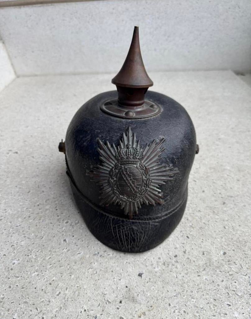 WW1 casque a pointe Allemand Saxon, Collections, Enlèvement ou Envoi