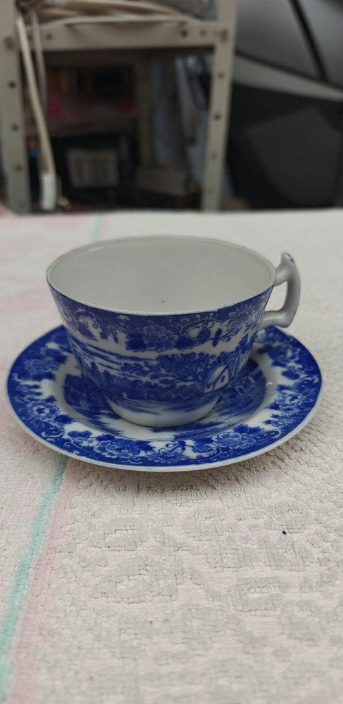 kop plus onderschotel porselein Delft blauw, Ophalen of Verzenden