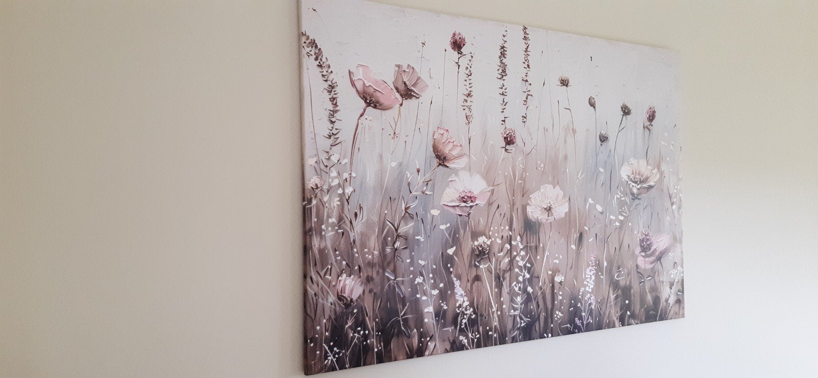 Bloemenschilderij gedrukt op gespannen doek 120/80 cm, Ophalen of Verzenden