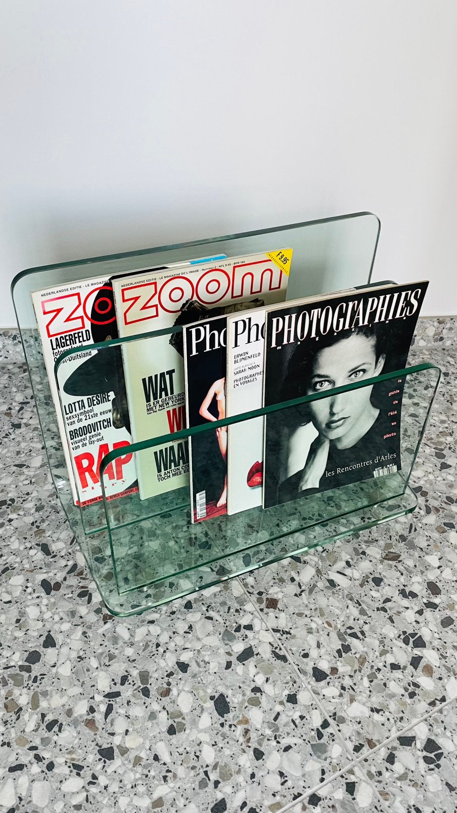 Glazen lectuur krantenstandaard uit dik zwaar glas, Ophalen, Zo goed als nieuw, Minimalistisch, Glas