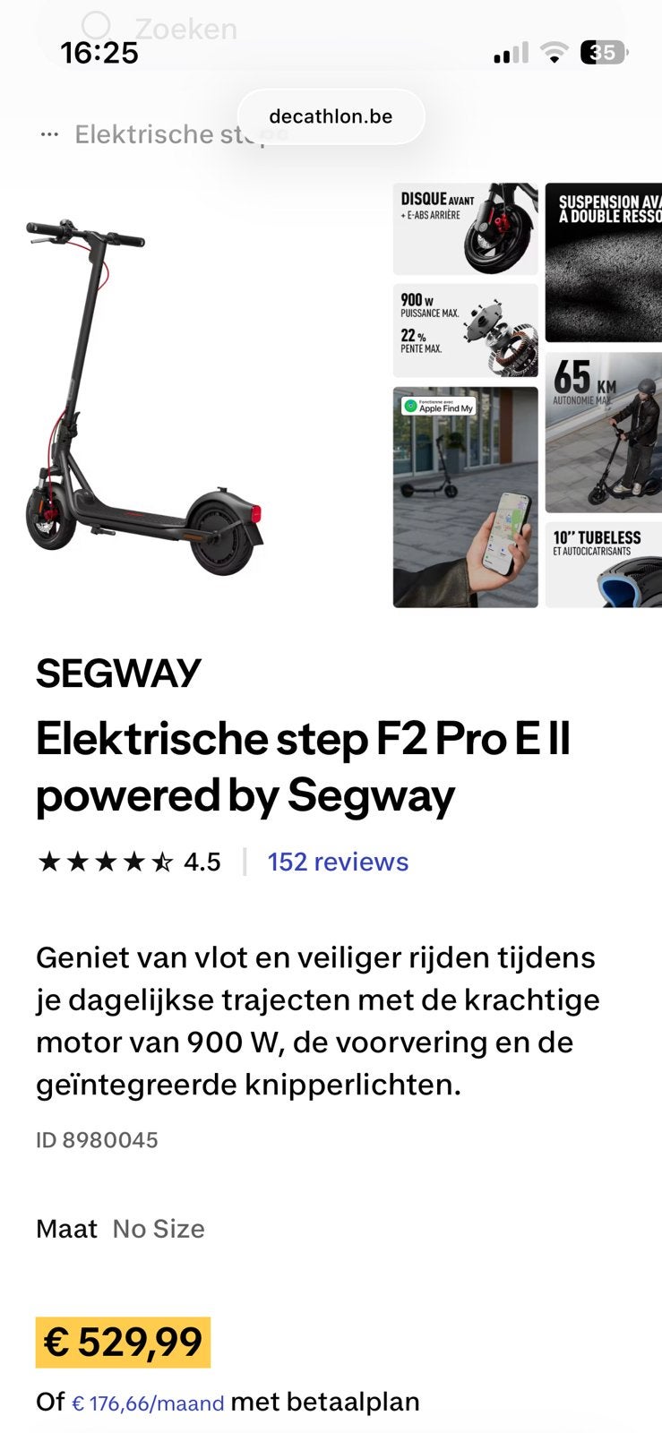 Elektrische step ninebot segway, Fietsen en Brommers, Steps, Ophalen of Verzenden, Zo goed als nieuw