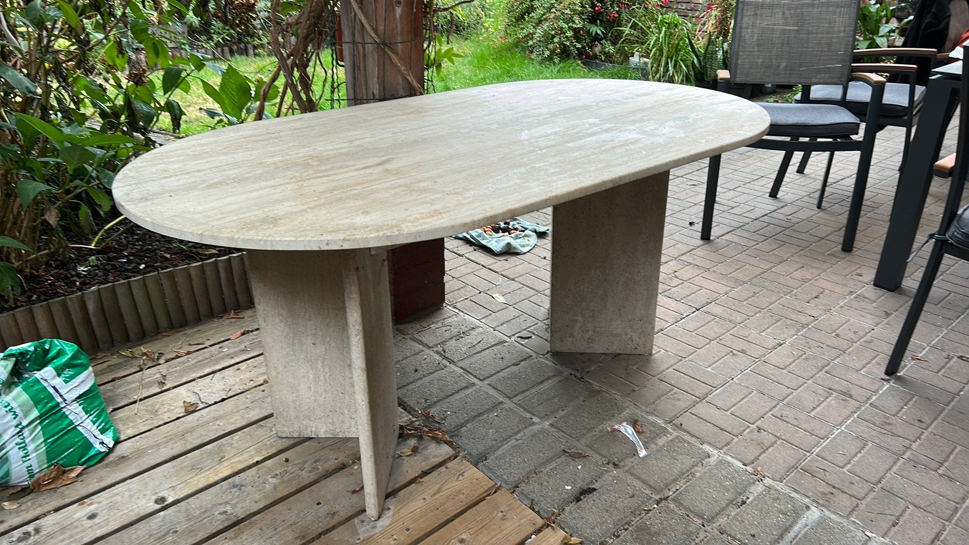 Travertijn tafel, Ophalen, Overige materialen, Gebruikt, 50 tot 100 cm
