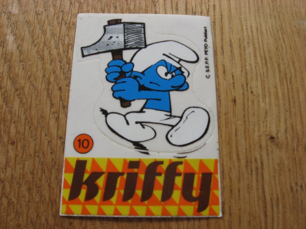 Smurfen Kriffy Peyo Nr 10 Sticker, Ophalen of Verzenden, Nieuw, Strip of Tekenfilm