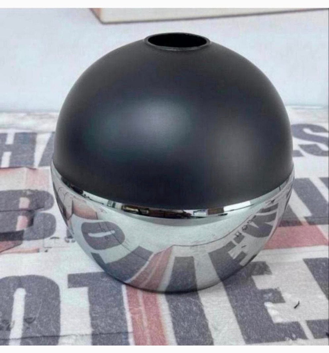 Luxe bol-rond ronde Lampenkap lamp mat-zwart chrome chroom, 20 cm, Zwart, Rond, Nieuw