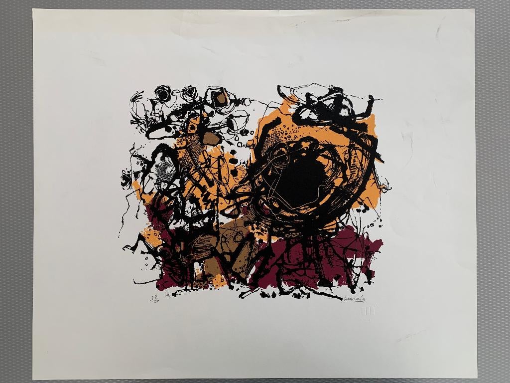 Maurice Haccuria - litho - abstracte compositie, Ophalen of Verzenden