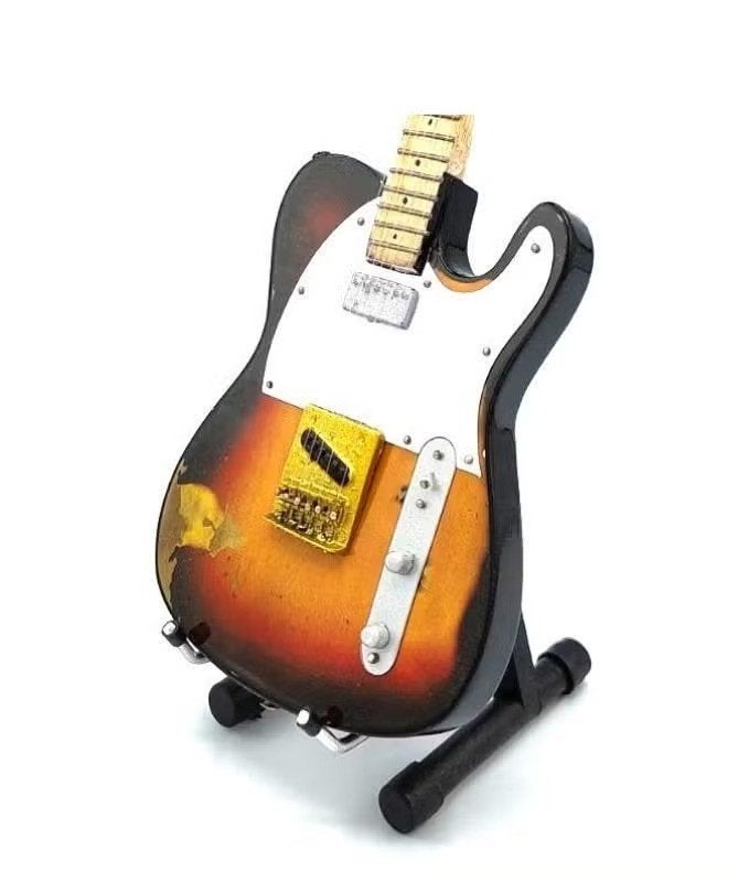 Miniatuur Fender Telecaster gitaar used look met standaard, Ophalen of Verzenden, Nieuw