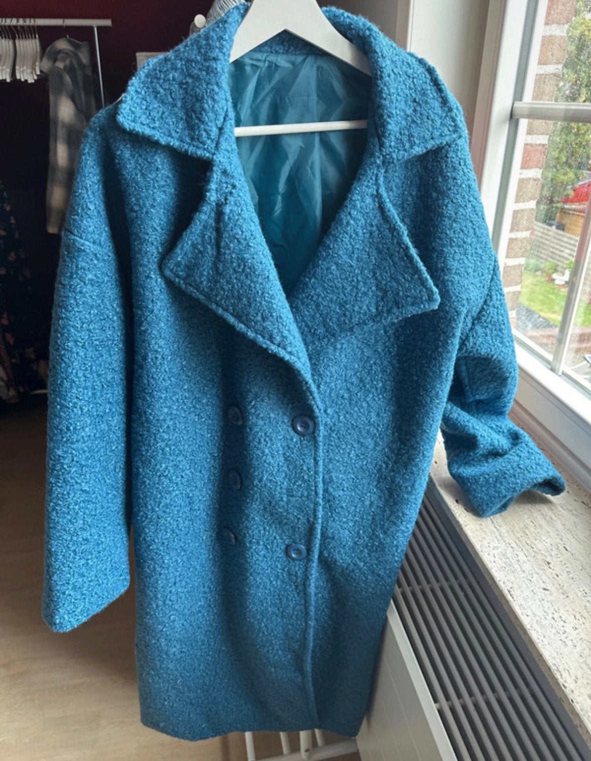 Blauwe teddy manteljas / oversized winterjas - Made in Italy, Kleding | Dames, Ophalen of Verzenden, Zo goed als nieuw, Blauw