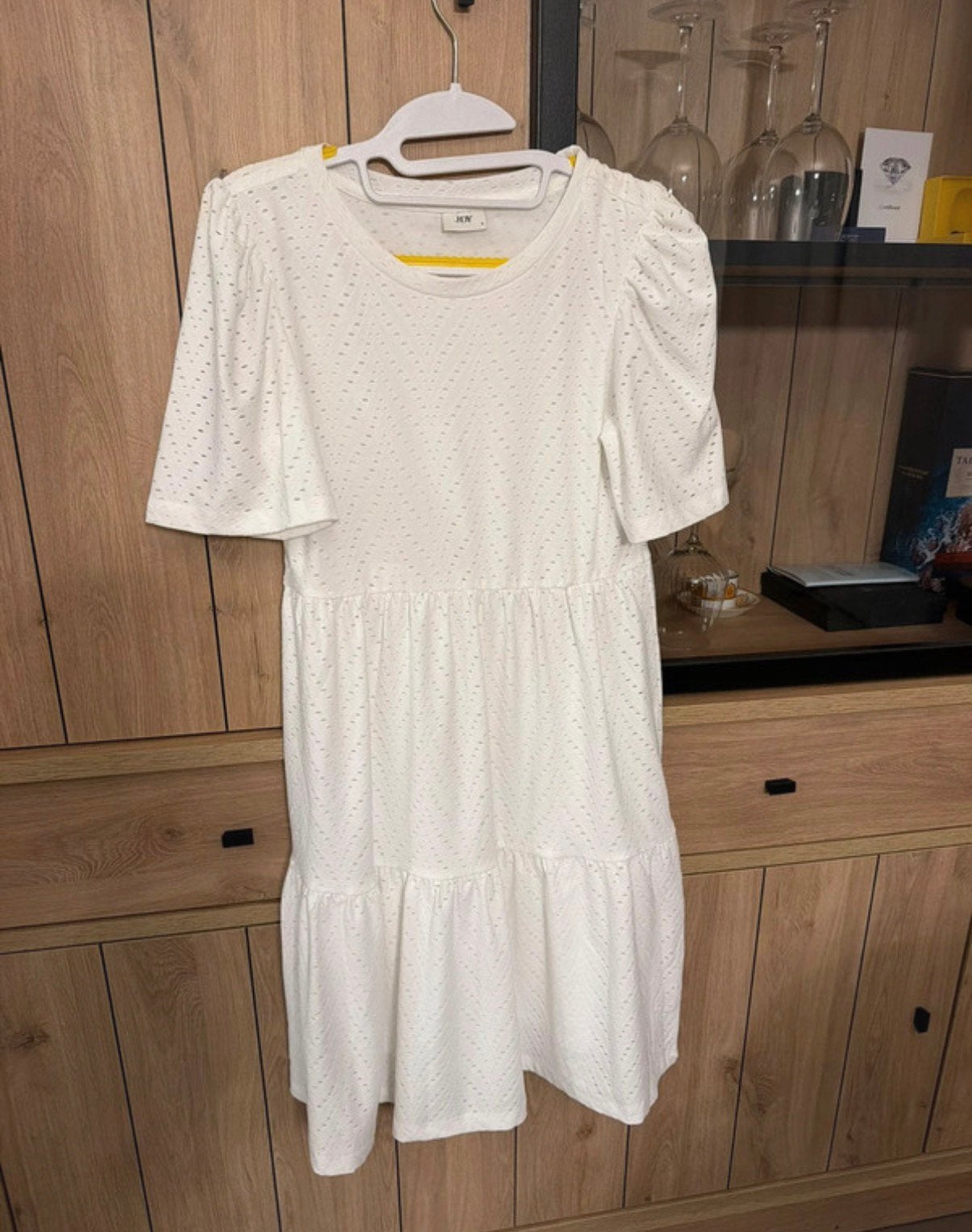 JDY Witte Jurk Maat S – Broderie Look, Kleding | Dames, Wit, Ophalen of Verzenden, Zo goed als nieuw, Maat 36 (S)