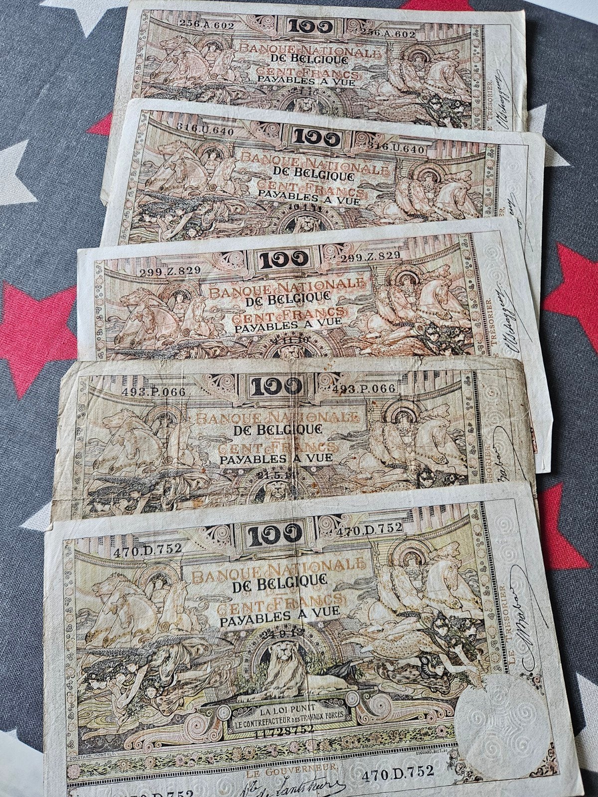 Oude banbiljetten 100 francs, Postzegels en Munten, Bankbiljetten | België, Verzenden