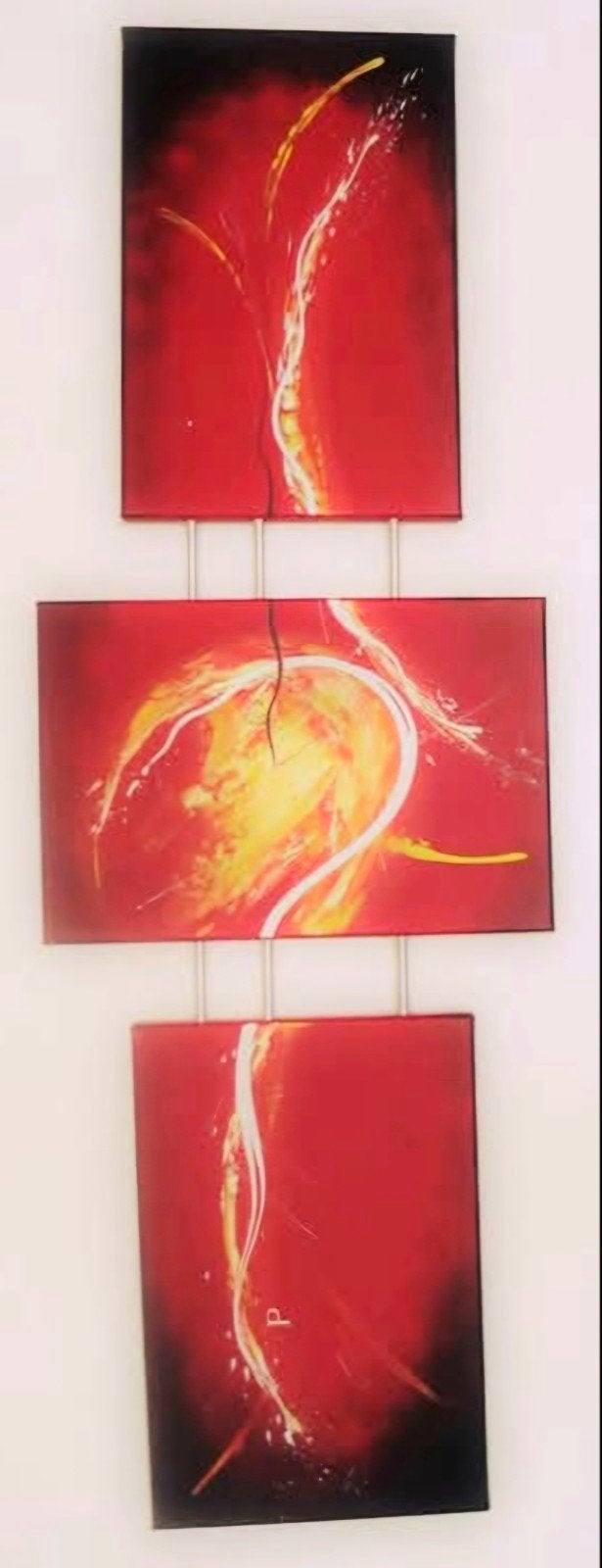 Vuurrode drieluiklijst gesigneerd Buttner 180x60cm, Huis en Inrichting, Woonaccessoires | Lijsten, Zo goed als nieuw, Fotobord