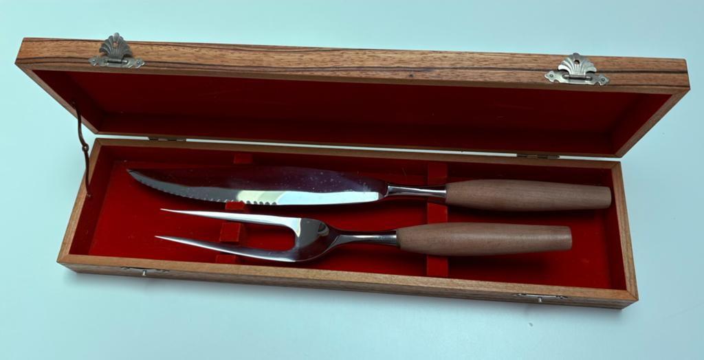 Vintage servicedoos voor snijwerk, Huis en Inrichting, Keuken | Bestek, Zo goed als nieuw, Hout, Ophalen of Verzenden