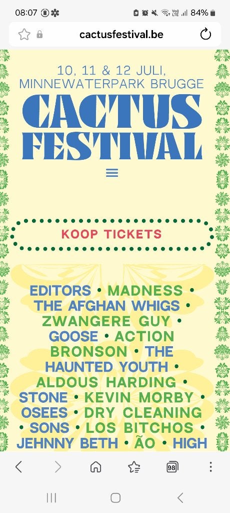Ticket cactus vrijdag en zondag, Tickets en Kaartjes