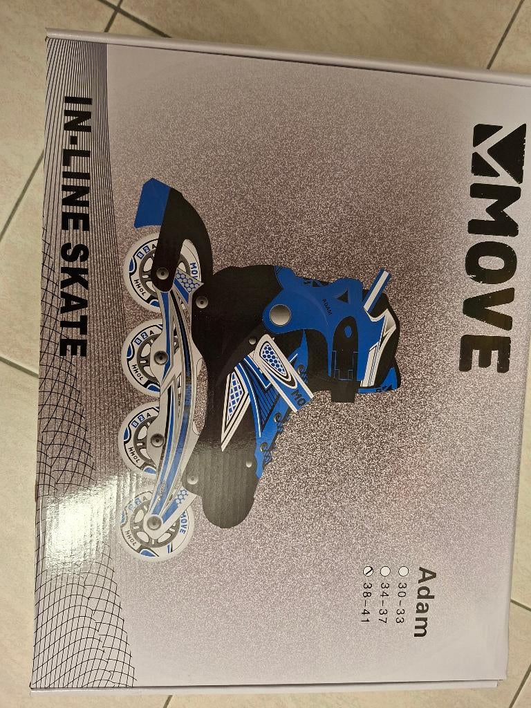 Skeelers zwart-blauw mt 39-41 met bescherming, Verstelbaar, Zo goed als nieuw, Inline skates 4 wielen, Dames
