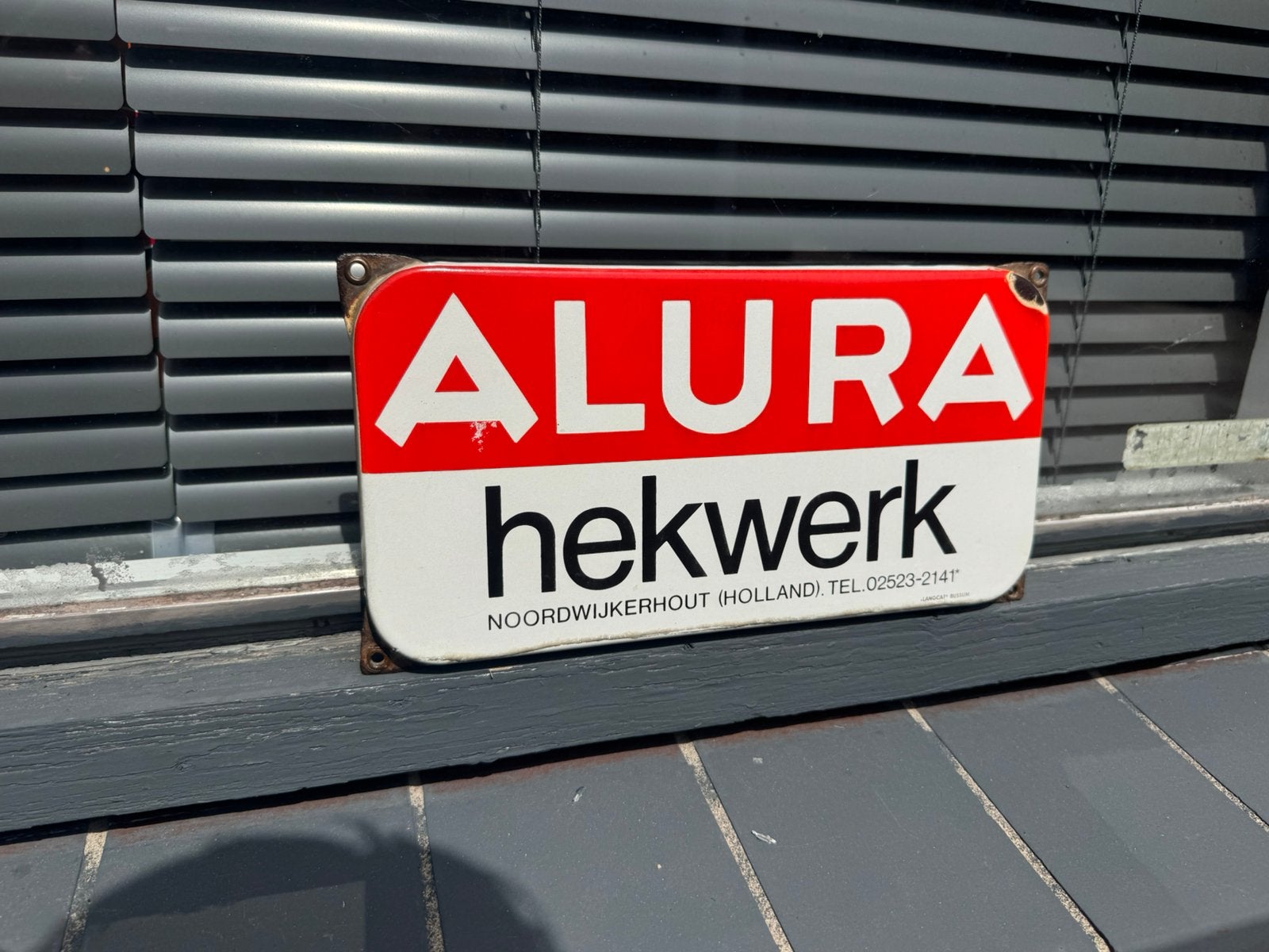 ALURA hekwerk emaille reclamebord, Antiek en Kunst, Ophalen of Verzenden