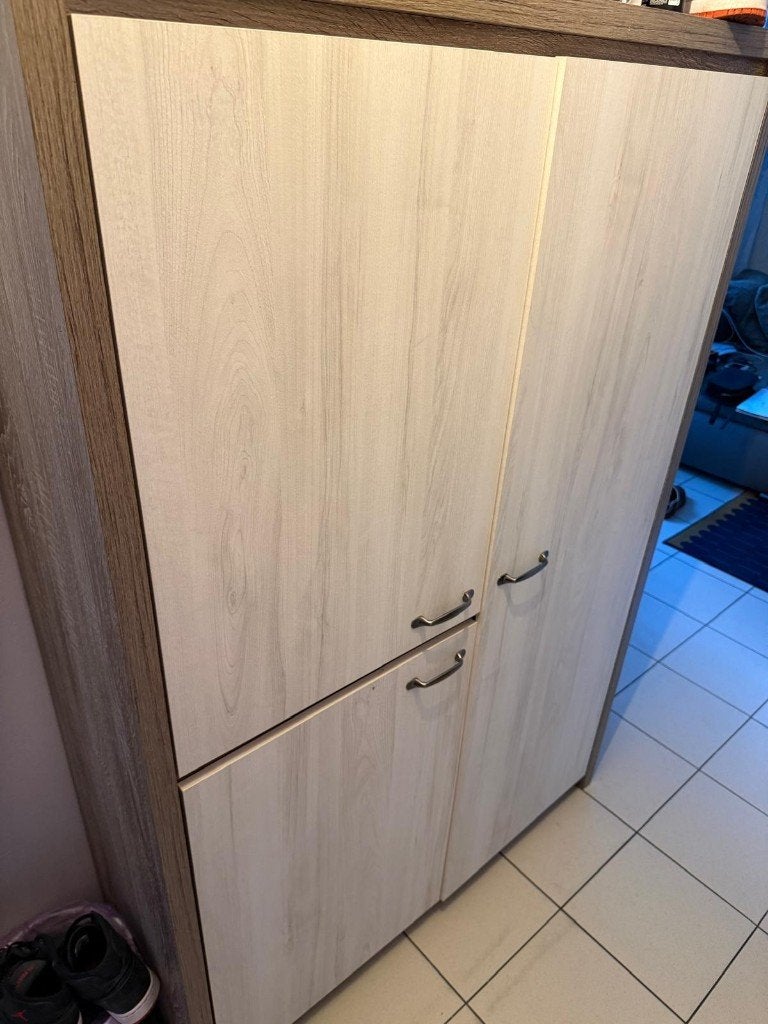 Kledingkast 3 deuren – 12018065 cm – houtlook, Maison & Meubles, Avec tiroir(s), Comme neuf, 100 à 150 cm, Autres matériaux