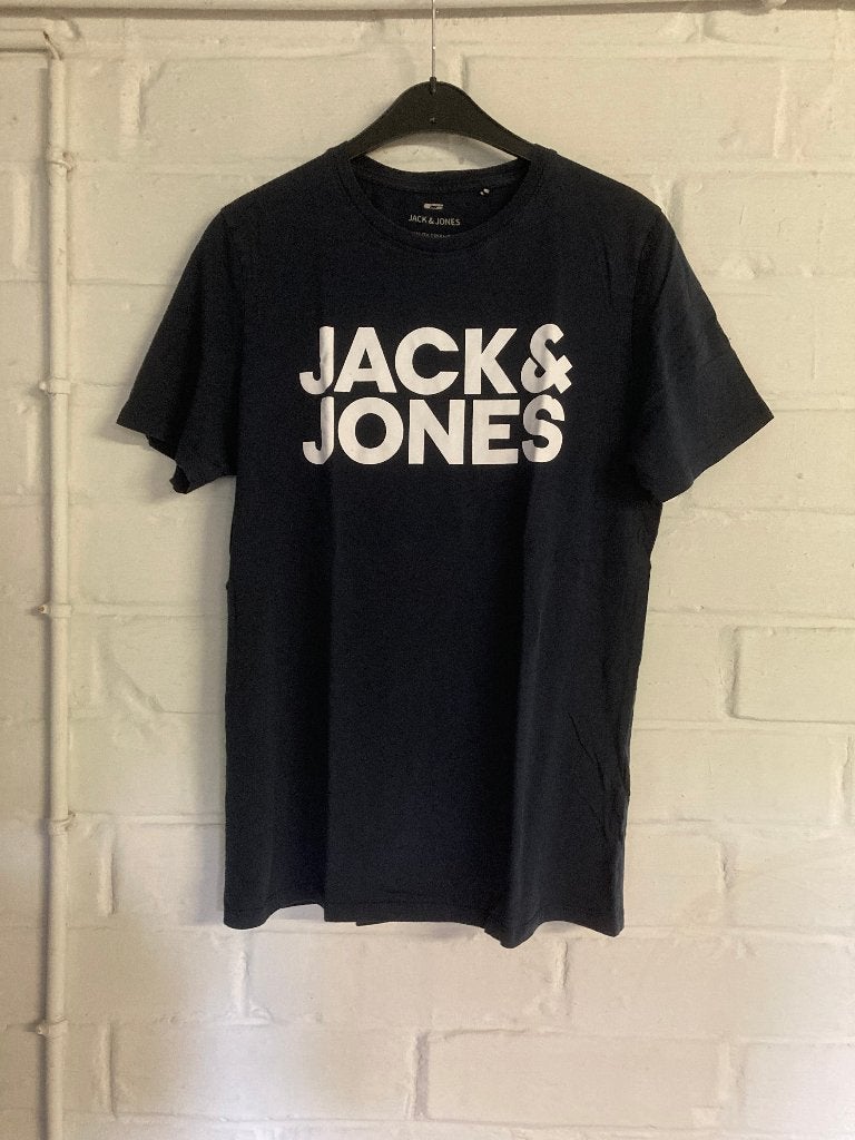 Donkerblauw t-shirt, Jack and Jones, Large, Kleding | Heren, T-shirts, Maat 52/54 (L), Jack  jones, Blauw, Ophalen of Verzenden