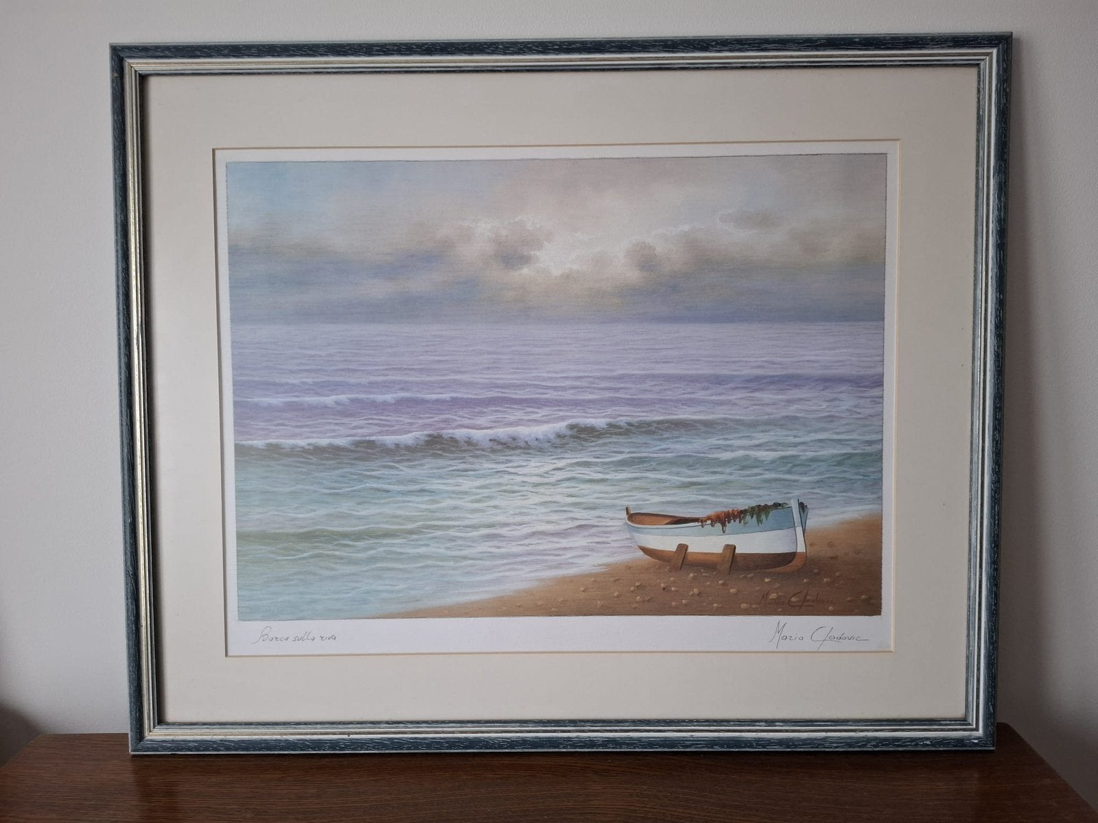 Schilderij van Mario Clodovic, Antiquités & Art, Art | Peinture | Classique, Enlèvement, Maritime / eau
