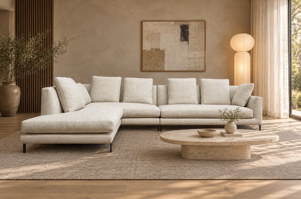 NEUF Minotti Allen Canapé d'angle Ecru + GARANTIE, Maison & Meubles, Neuf, 150 cm ou plus, Quatre personnes ou plus, Tissus