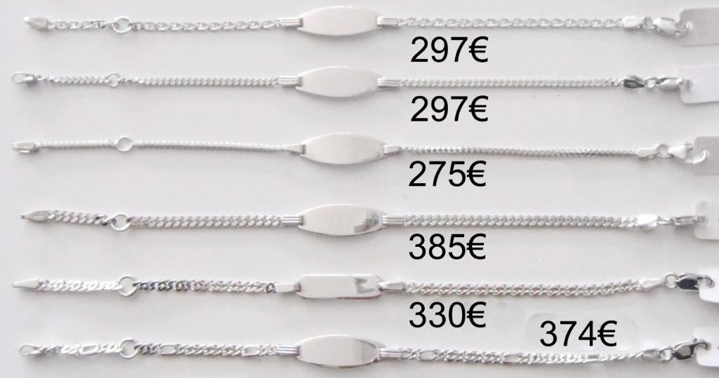 Bracelet identité (plaque à graver) bébé, or blanc 18K, neuf, Enlèvement ou Envoi, Neuf, Blanc, Or