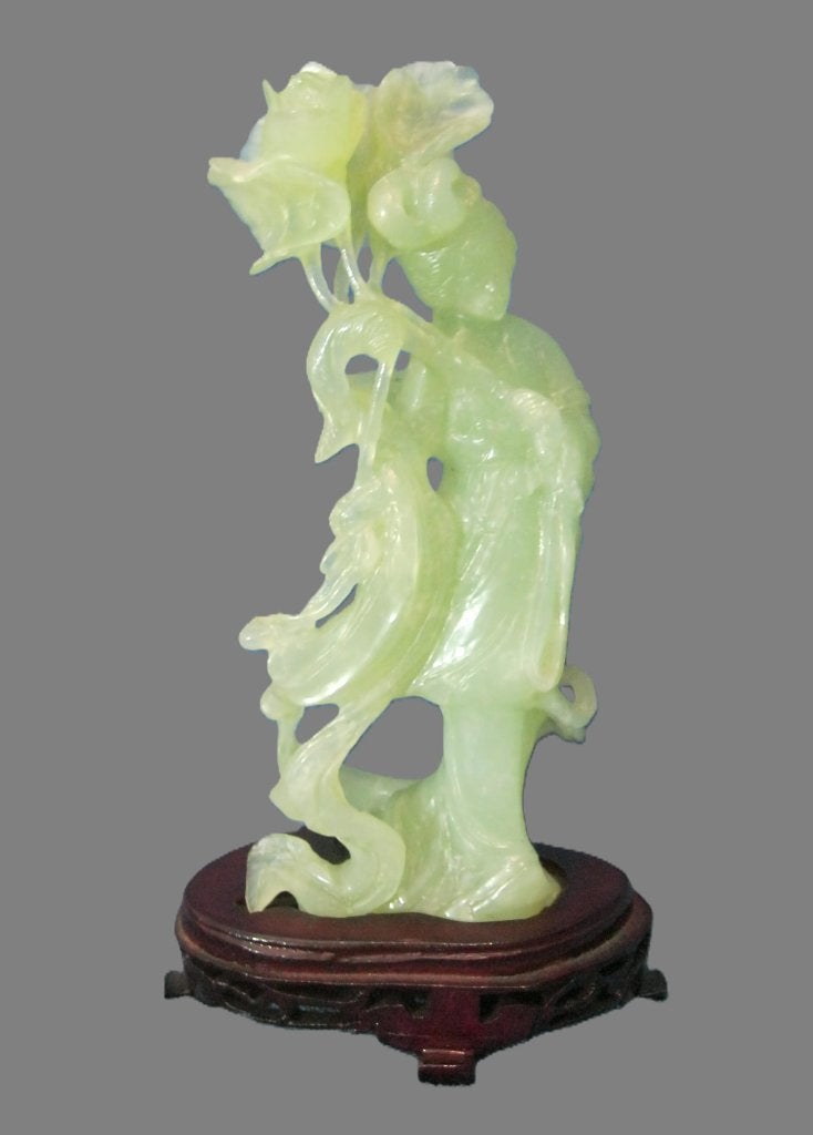 jade beeld geisha met lotusbloem, Antiek en Kunst, Ophalen, Beeld