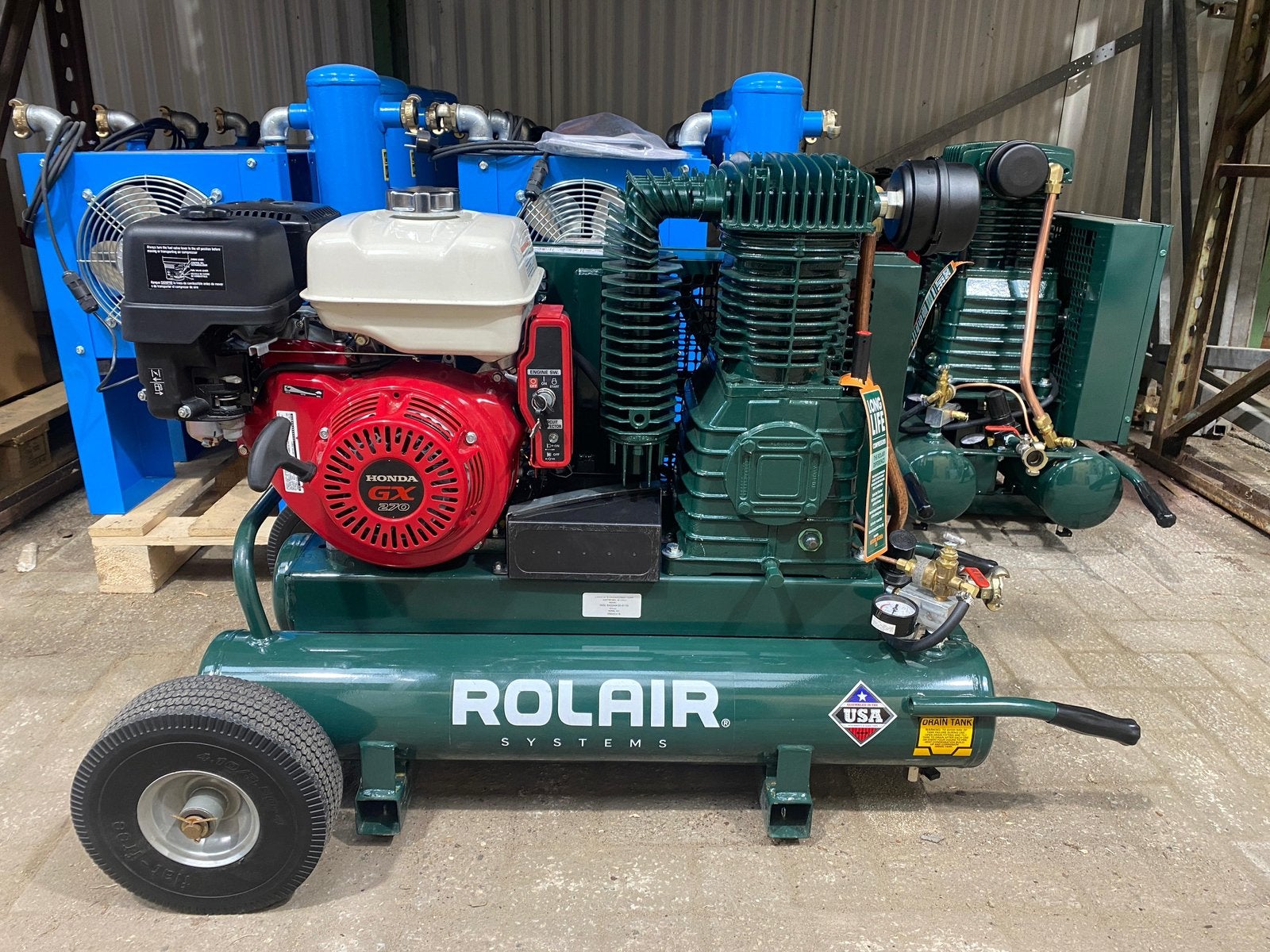 Rolair USA mobiele benzine compressor Honda GX270, Ophalen of Verzenden, Nieuw, Benzine