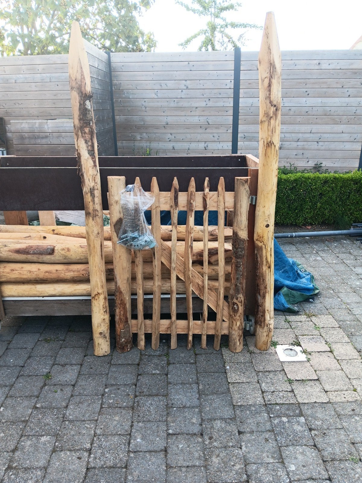 kastanje kastanjehouten poortje met 2 palen, Tuin en Terras, Ophalen, Minder dan 100 cm, Nieuw, Minder dan 100 cm