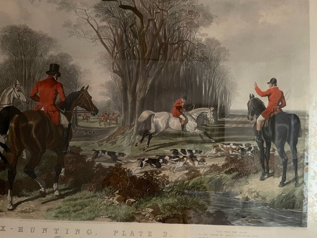 GRANDE GRAVURE ANGLAISE  ENCADREE - CHASSE A COURRE, Enlèvement