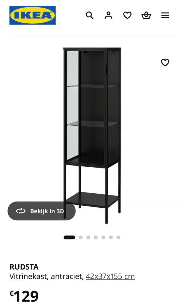 Ikea glazen kast, Huis en Inrichting, Ophalen, Zo goed als nieuw
