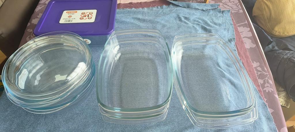 Een set van 7 glazen overschotels, Ophalen, Zo goed als nieuw, Glas, Schaal of Schalen