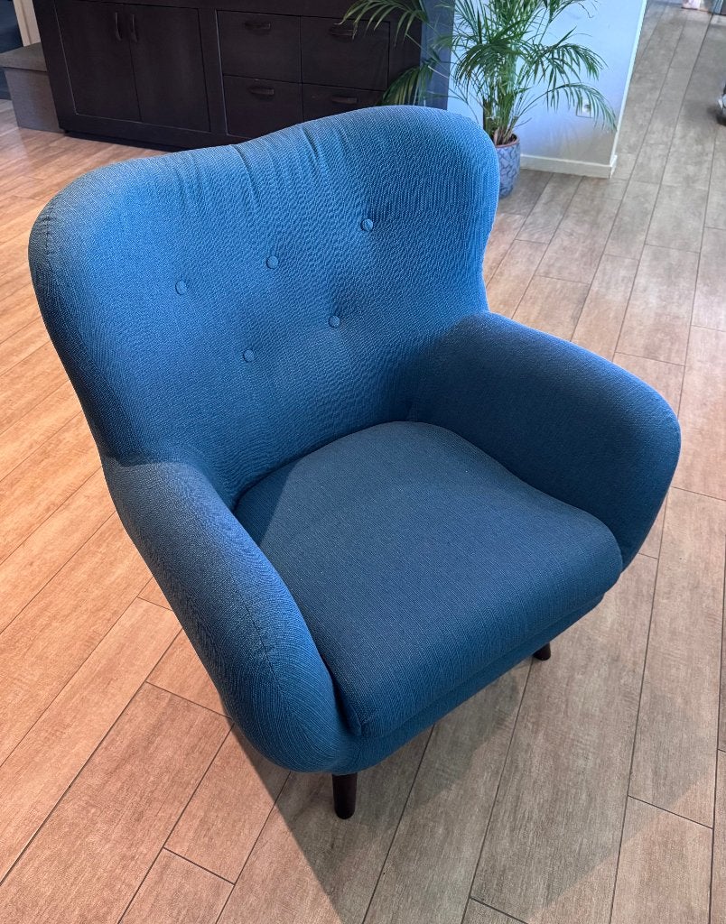 Comfortabele blauwe stoffen fauteuil – uitstekende staat, Ophalen, Stof