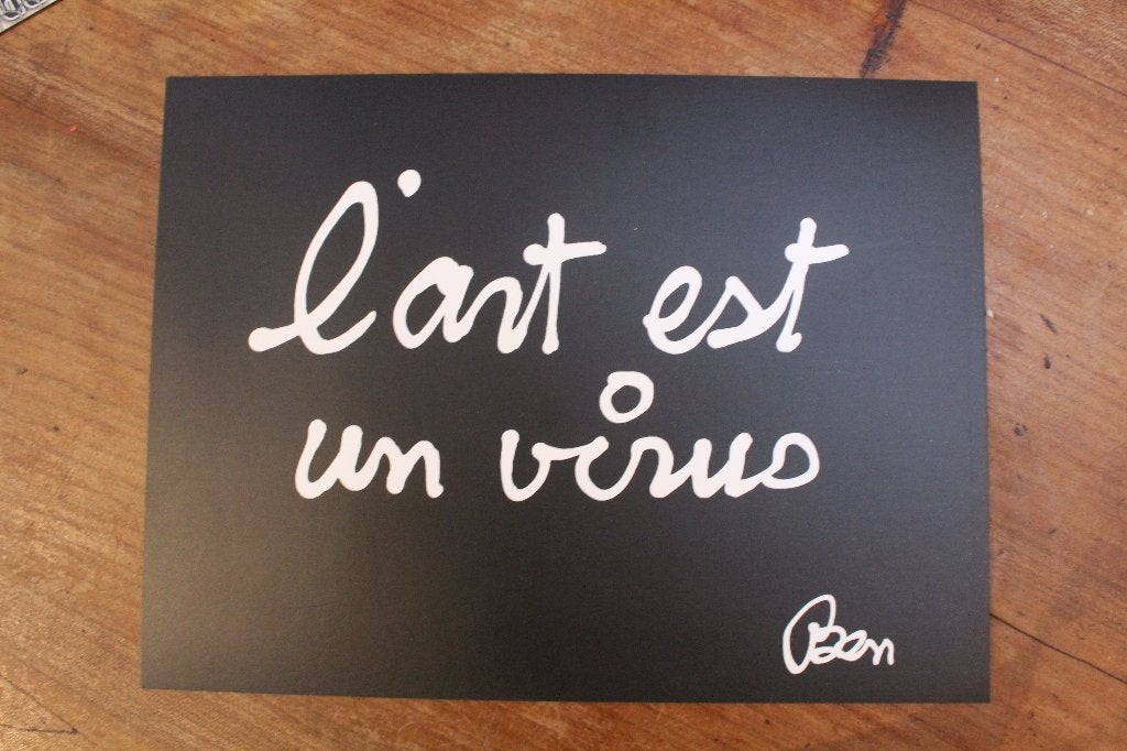 Ben Vautier : grand carton d'invitation expo Saint-Tropez, Ophalen of Verzenden