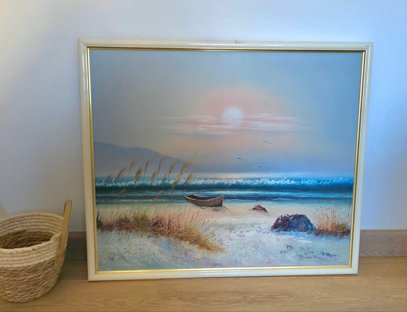 Mooi schilderij zeezicht 65 x 55 cm, Antiek en Kunst, Kunst | Schilderijen | Klassiek, Ophalen