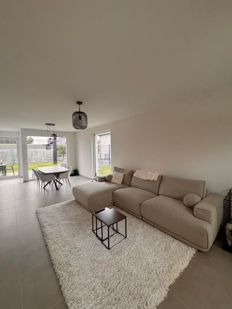 Moderne beige zetel / hoekbank – perfecte staat, Ophalen, Zo goed als nieuw, Stof