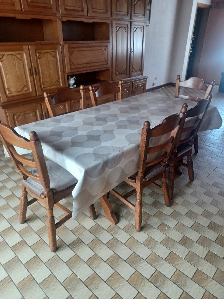 eiken tafel met 6 bijhorende eiken stoelen, Huis en Inrichting, Tafels | Eettafels, Ophalen, Gebruikt, Klassiek, Eikenhout