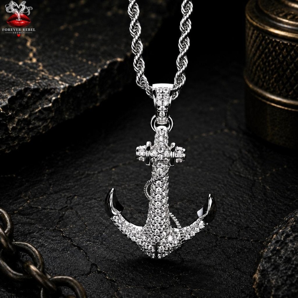 Anchor Rebellion Anker 154 moissanite stenen - 925 Zilver, Bijoux, Sacs & Beauté, Neuf, Autres représentations, Avec pierre précieuse
