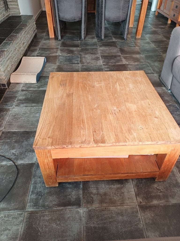 Teak salontafel, Huis en Inrichting, Tafels | Salontafels, Ophalen, Gebruikt, 50 tot 100 cm, 50 tot 100 cm