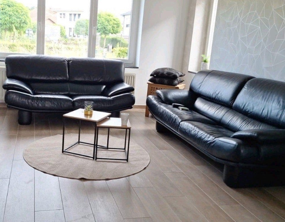 leren zetel 2-3 zit met voetbank, Huis en Inrichting, Ophalen