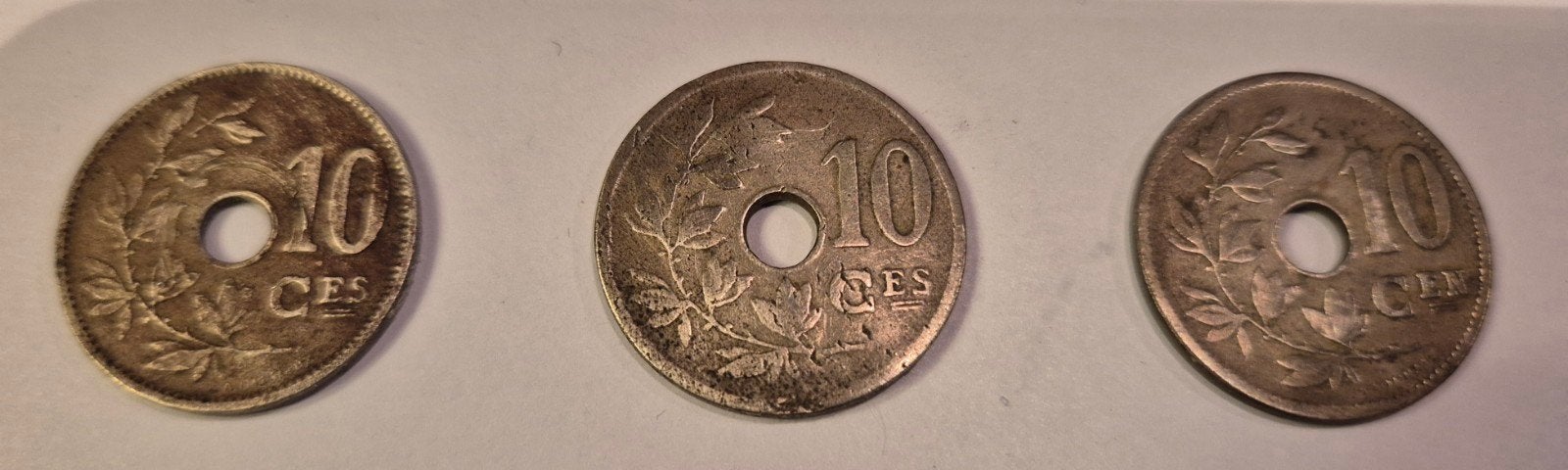 10 cent (0,1 Frank) België, 3 stuks, Postzegels en Munten, Ophalen, Setje