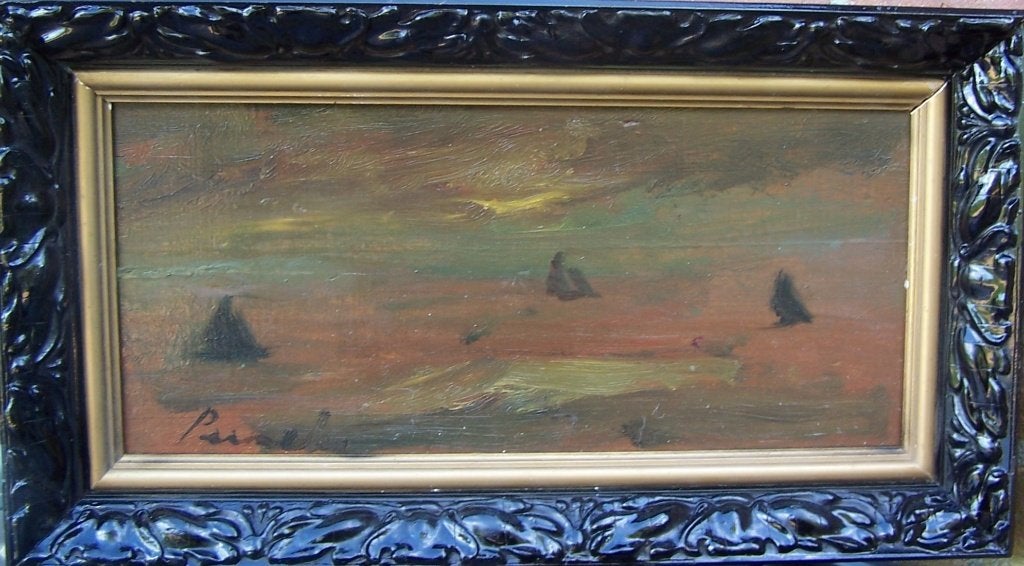 Schepen op zee, Expressionistisch, Ophalen of Verzenden, Olieverf, Maritiem / water