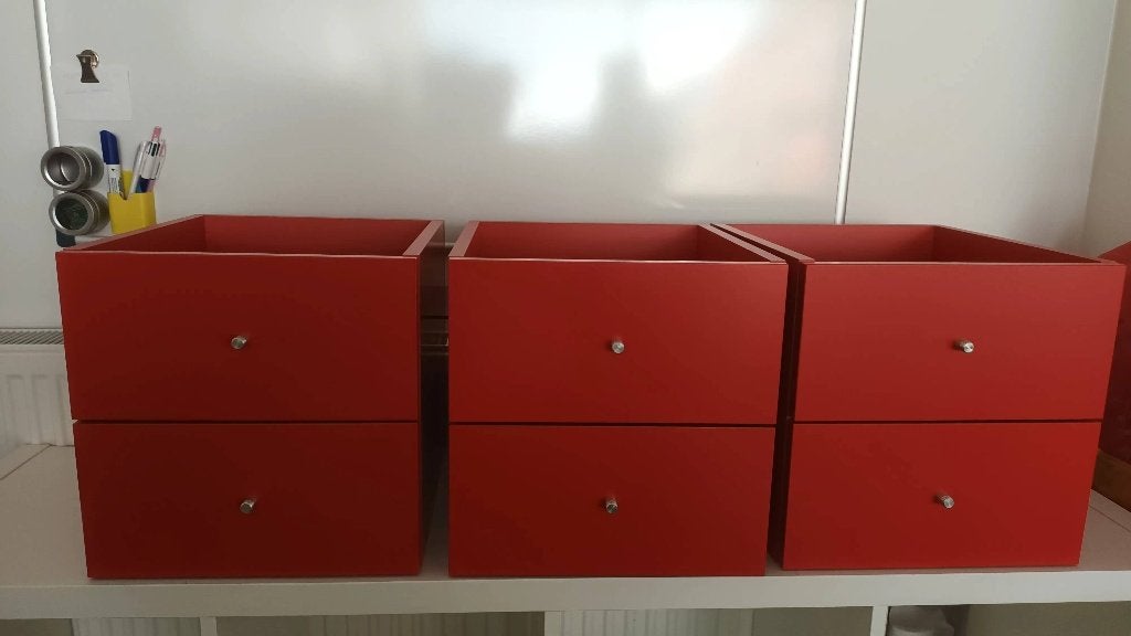 4 rode kalax inzet kasten, Huis en Inrichting, Ophalen, Gebruikt