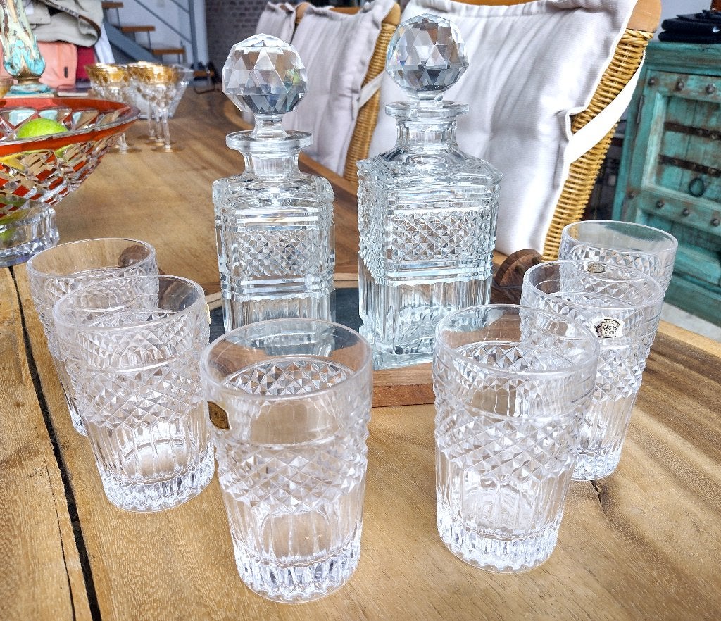 Val St Lambert antieke karaffen en bijpassende glazen, Antiek en Kunst, Ophalen