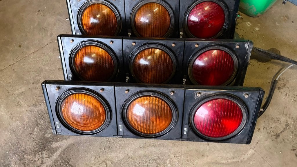 3 VSE stoplichten rood en dubbel oranje, Bricolage & Construction, Éclairage de chantier, Enlèvement, Utilisé, Lampe