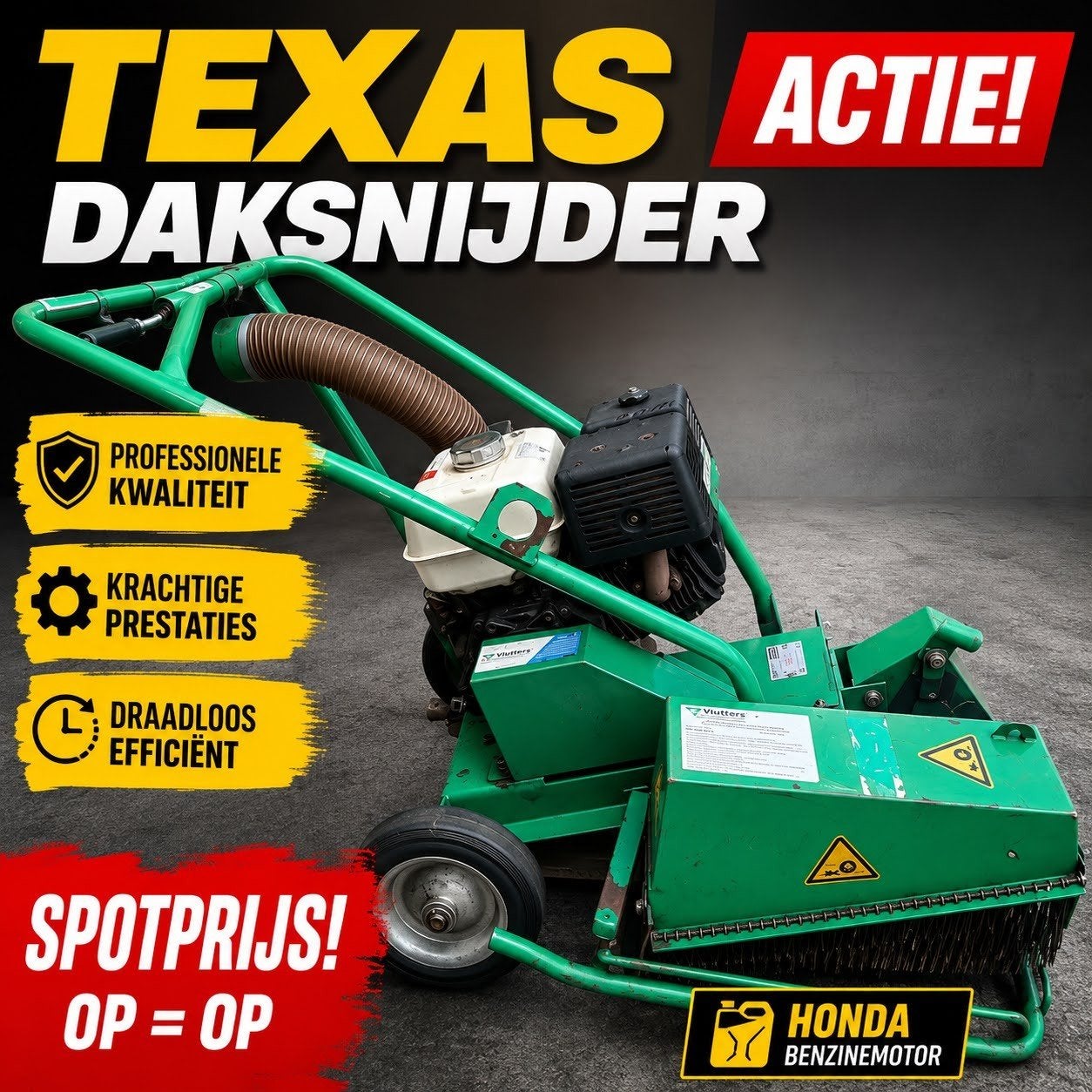 Texas Daksnijder met Honda motor – € 1.950, Ophalen, Overige kleuren, Overige typen, Zo goed als nieuw