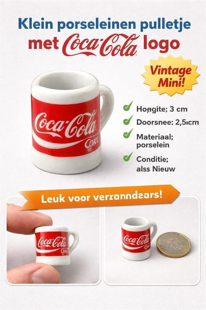 Klein porseleinen pulletje – Coca-Cola logo – vintage verzam, Verzamelen, Vingerhoedjes, Verzenden, Nieuw, Porselein